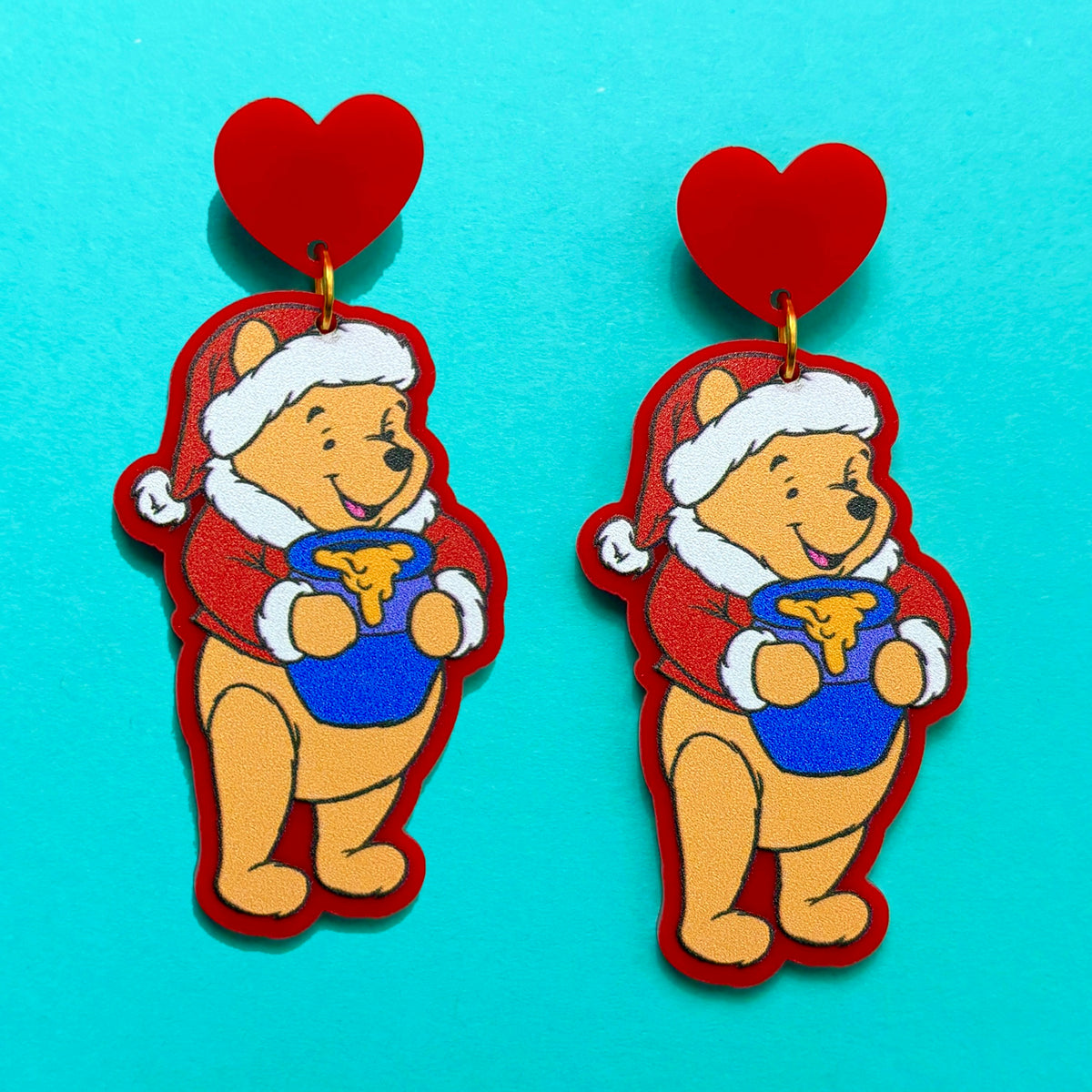 Santa Pooh Drop Earrings