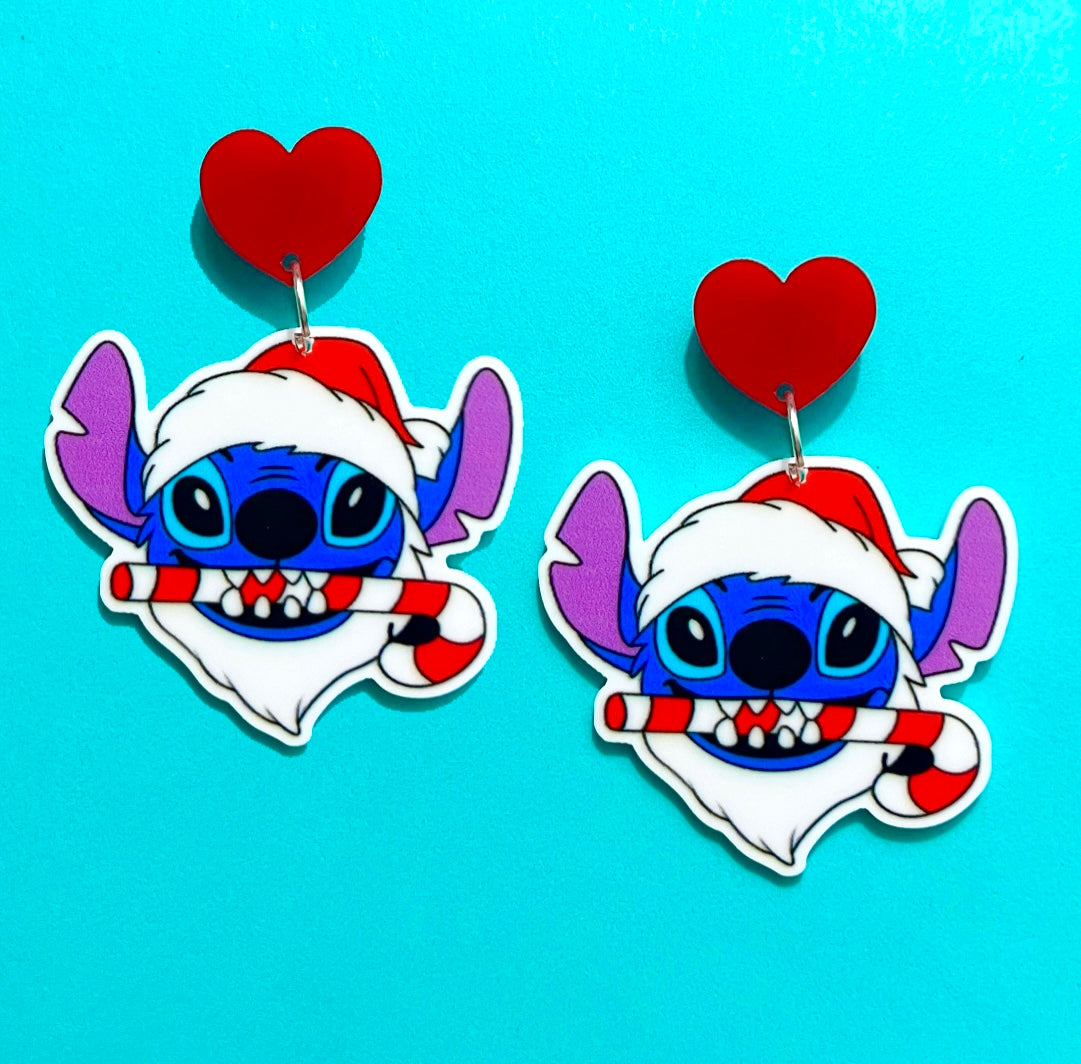 Santa Hat Stitch Drop Earrings