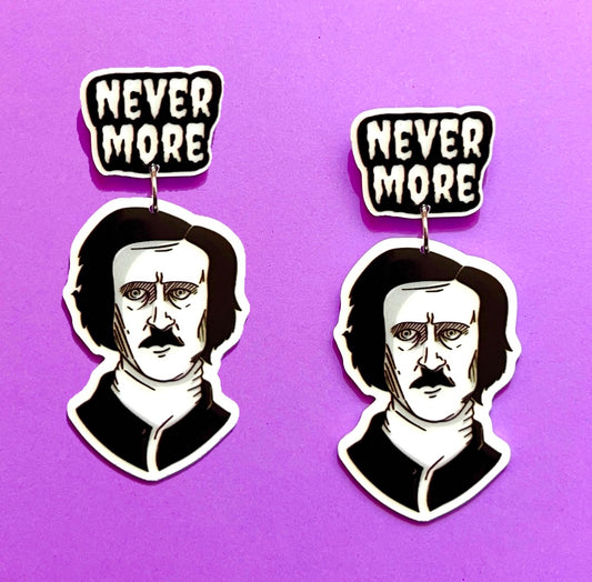 Edgar Allen Poe Nevermore Drop Earrings