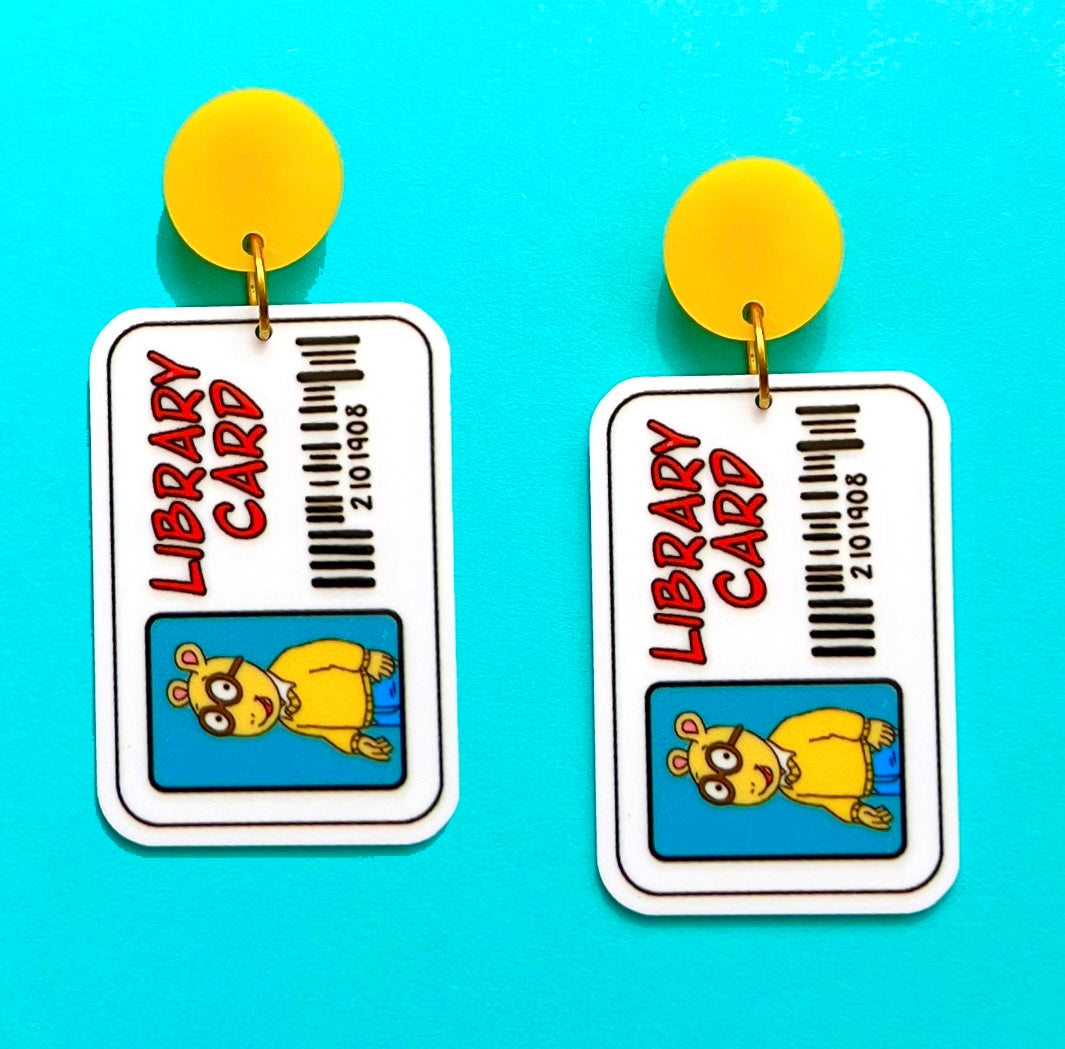 Arthur Library Card Acrylic Drop Earrings