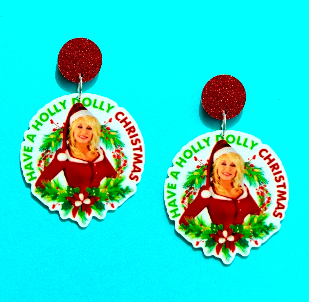 Holly Dolly Christmas Drop Earrings