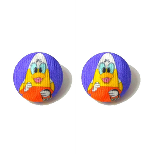 Candy Corn Duck Fabric Button Earrings