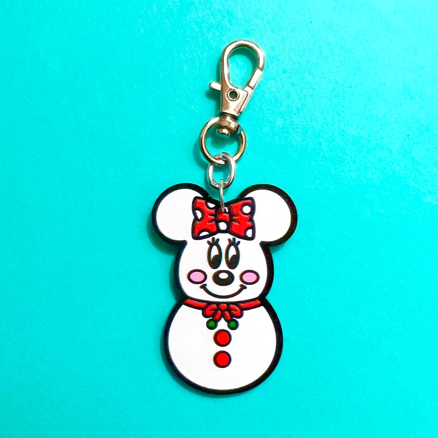 Minnie Snowman Bag Charm or Keychain