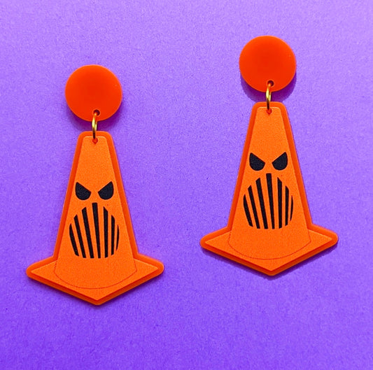 Spooky Traffic Cone Drop Earrings