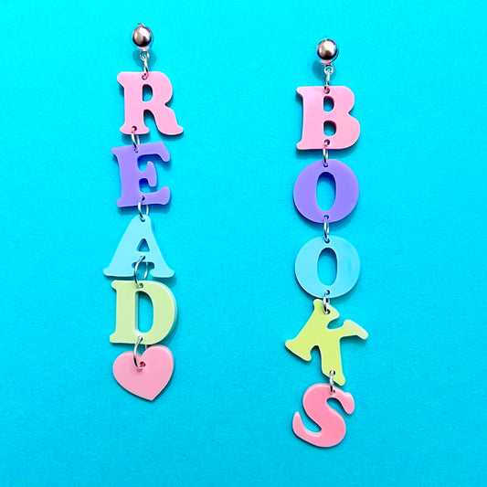 Pastel Read Books Tiered Drop Earrings