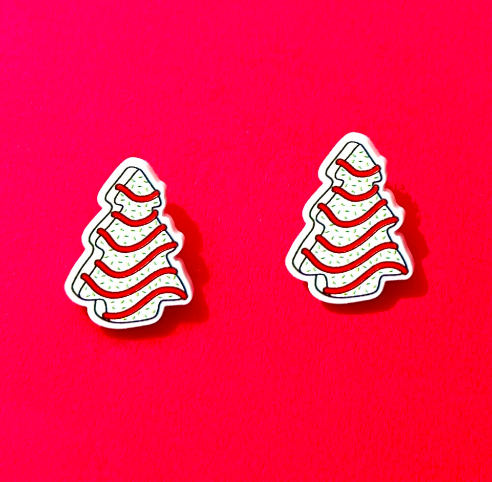 Christmas Tree Cake Post Earrings