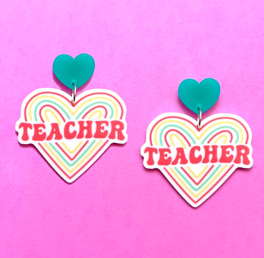 Teacher Heart Drop Earrings