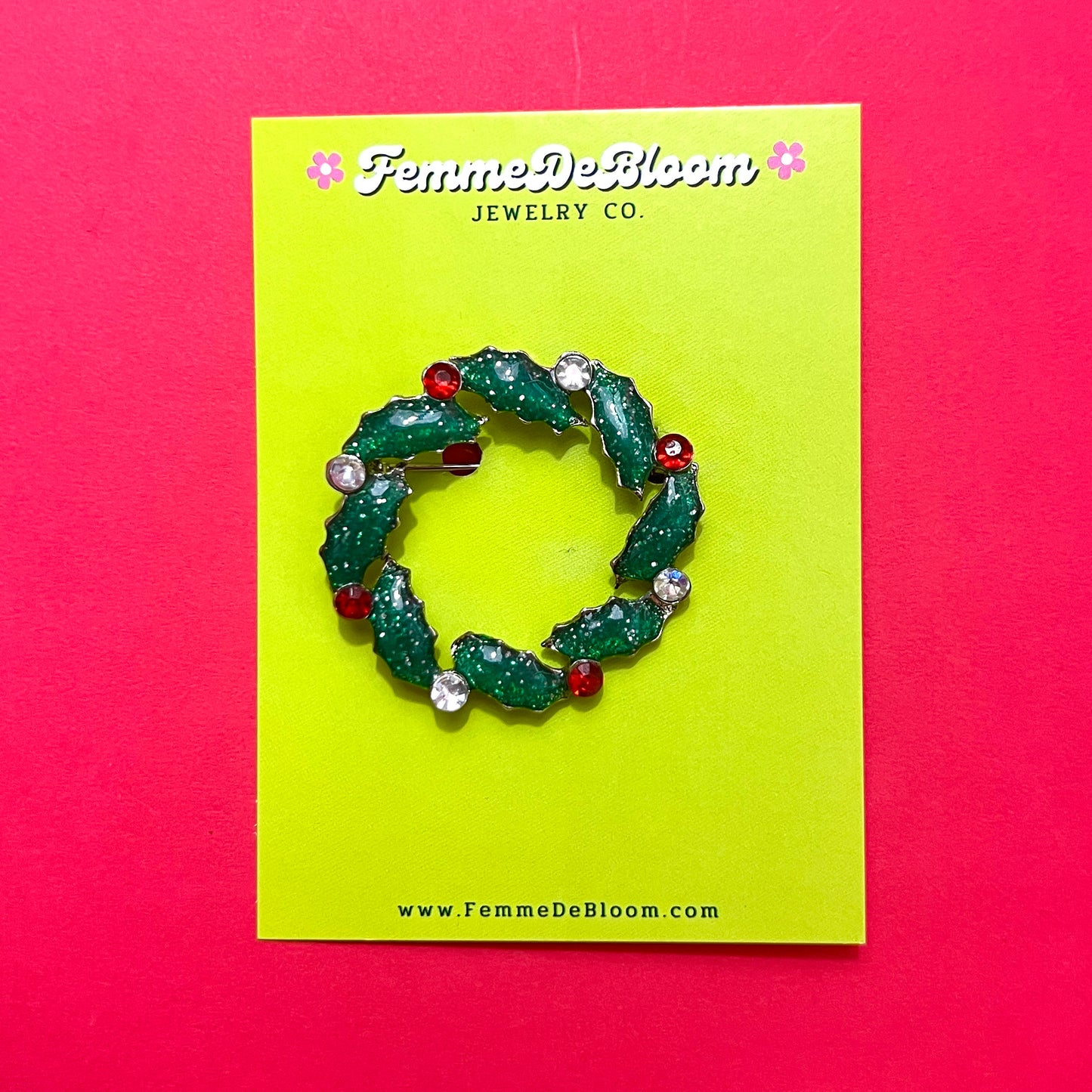 1980s Glitter Wreath Brooch