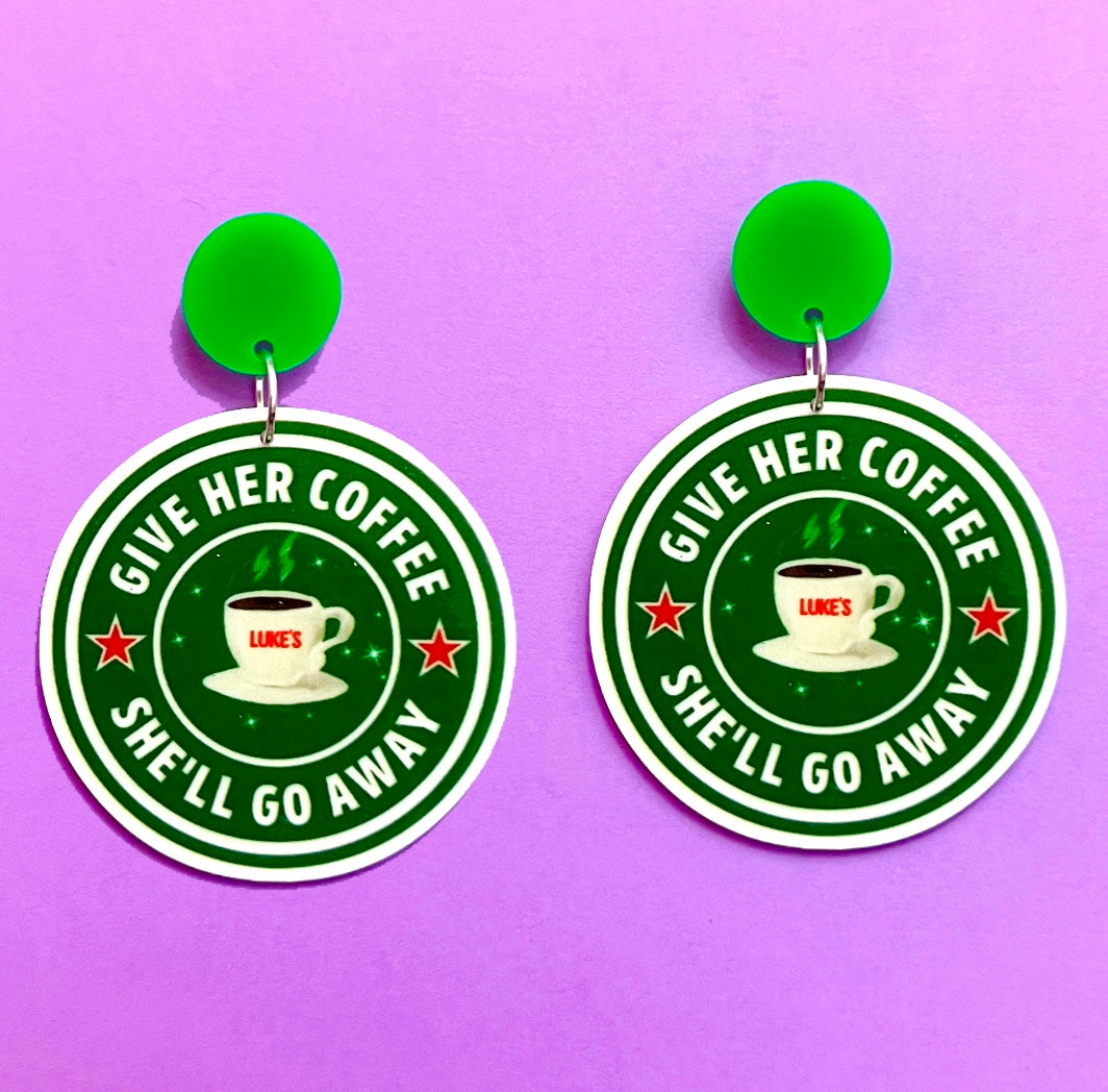 Give Her Coffee Gilmore Girls Inspired Drop Earrings