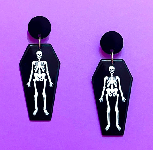 Skeleton Coffin Drop Earrings