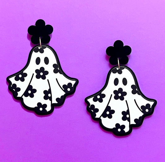 Groovy Ghost Acrylic Drop Earrings