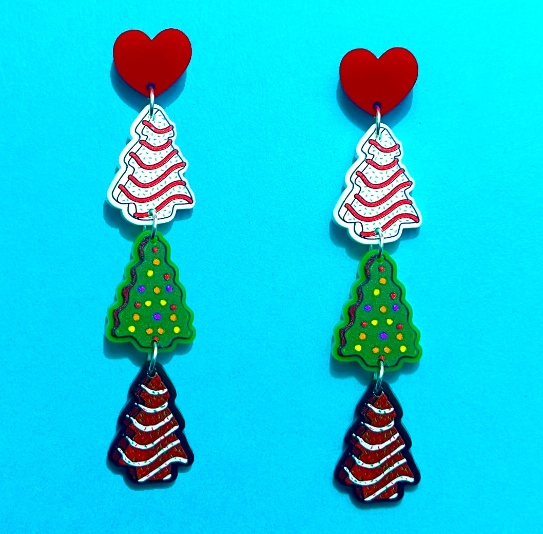 Christmas Tree Cakes Tiered Drop Earrings