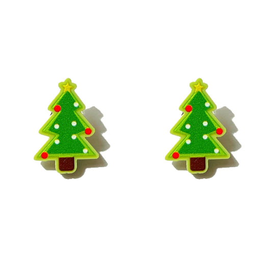Minty Christmas Tree Post Earrings