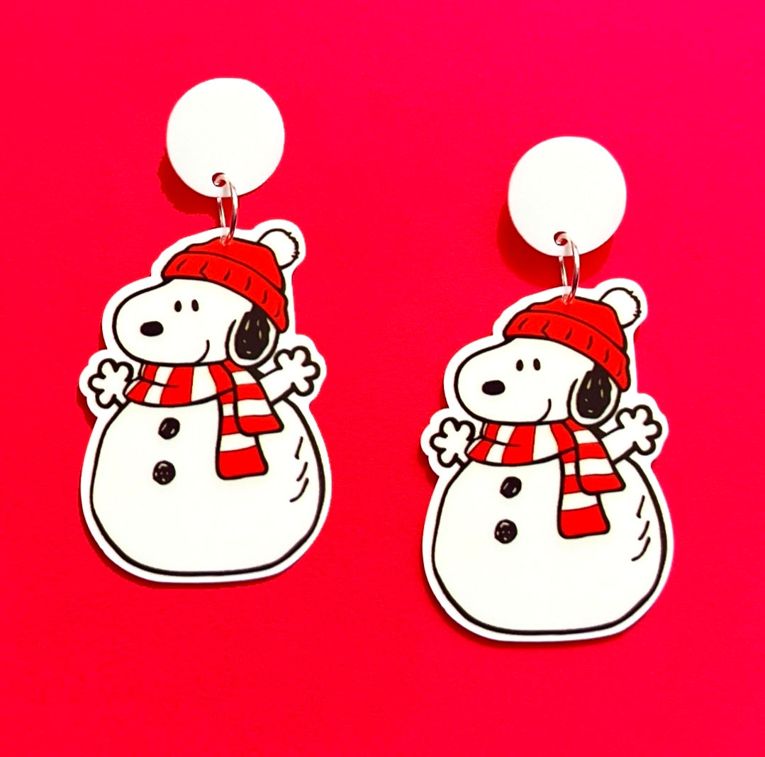 Snowman Snoopy Drop Earrings
