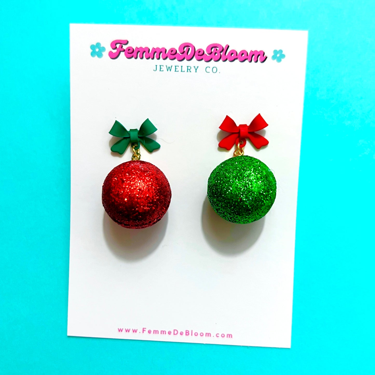 Glitter Ornament Drop Earrings