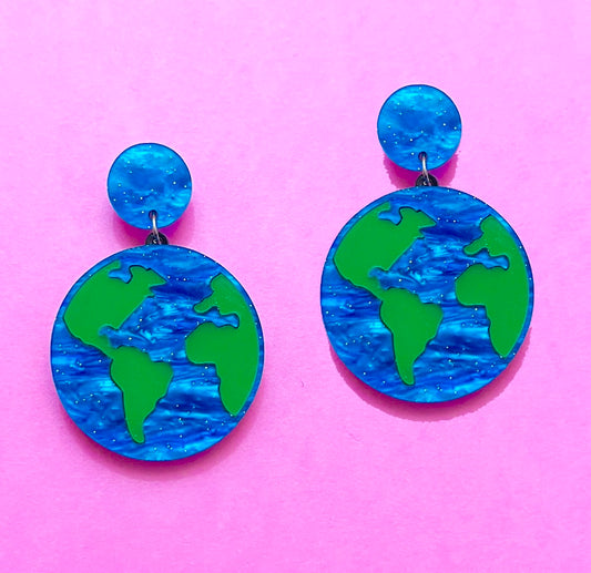 Planet Earth Sparkle Drop Earrings