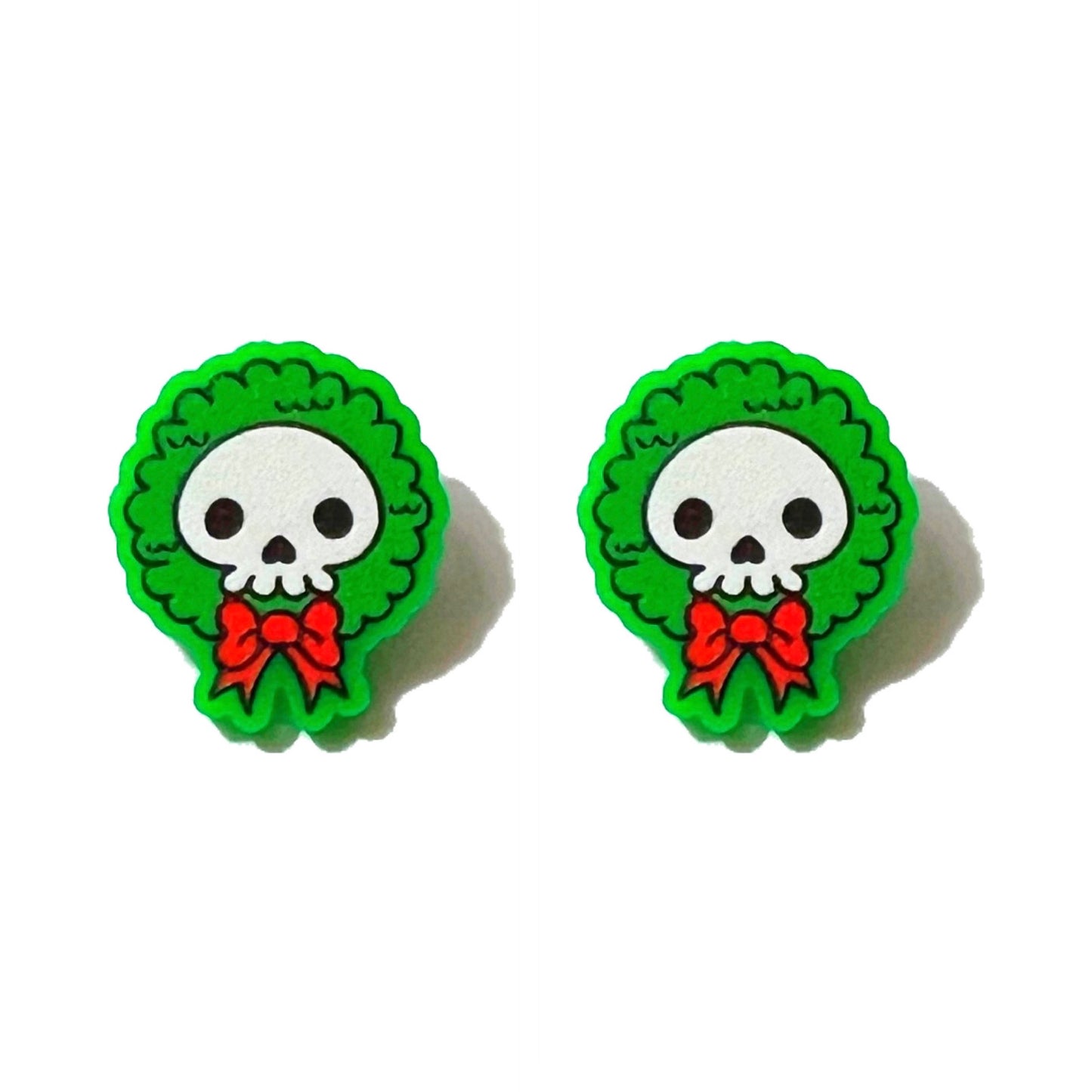Spooky Skull Wreath Post Earrings