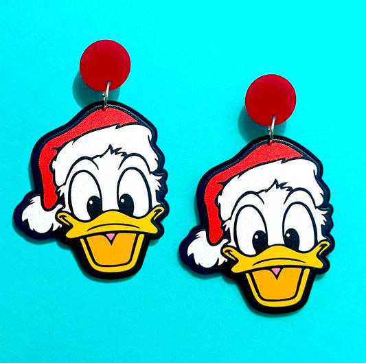Santa Duck Acrylic Drop Earrings