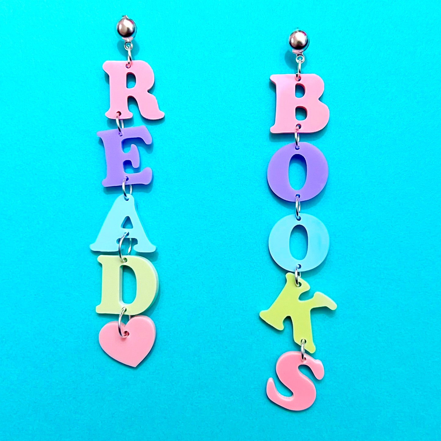 Pastel Read Books Tiered Drop Earrings