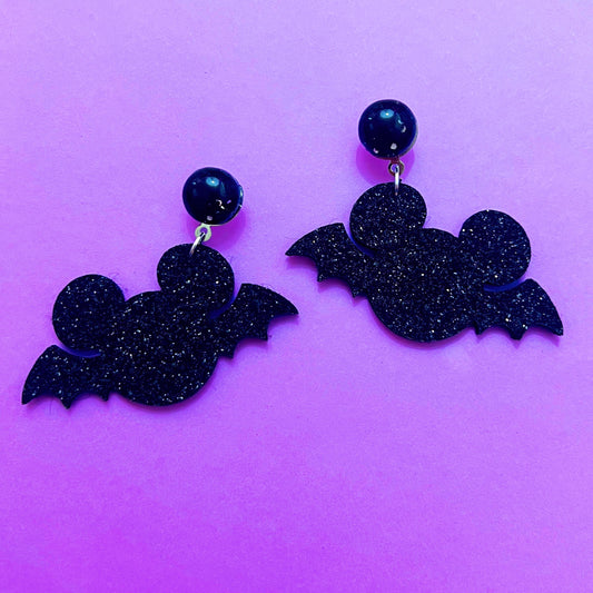 Sparkle Mouse Bat Drop Earrings
