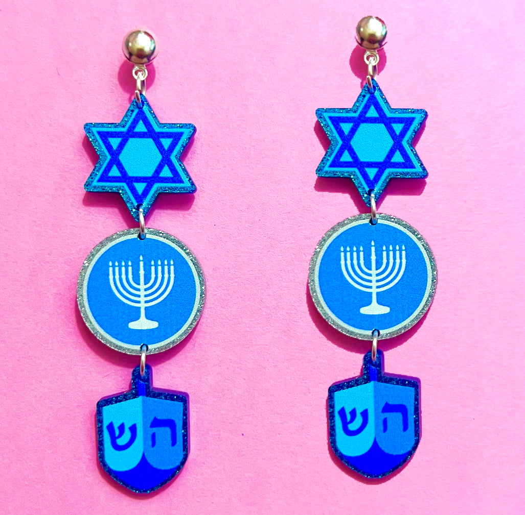 Hanukkah Tiered Drop Earrings