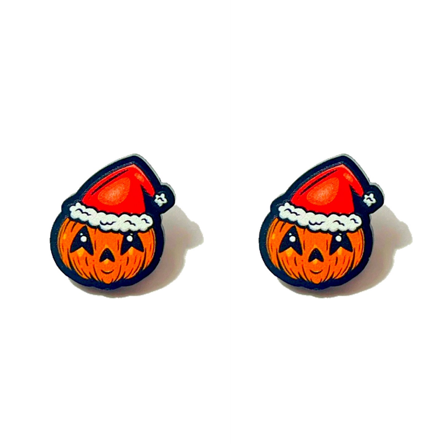 Pumpkin Santa Hat Post Earrings