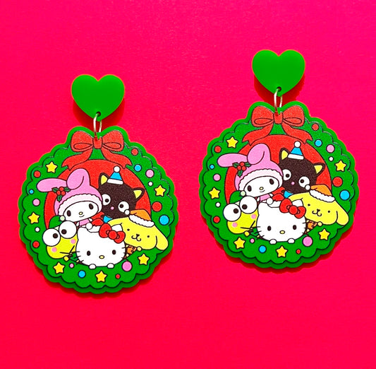 Kawaii Friends Wreath Drop Earrings