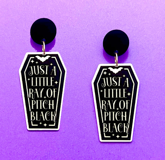 Ray Of Pitch Black Drop Earring
