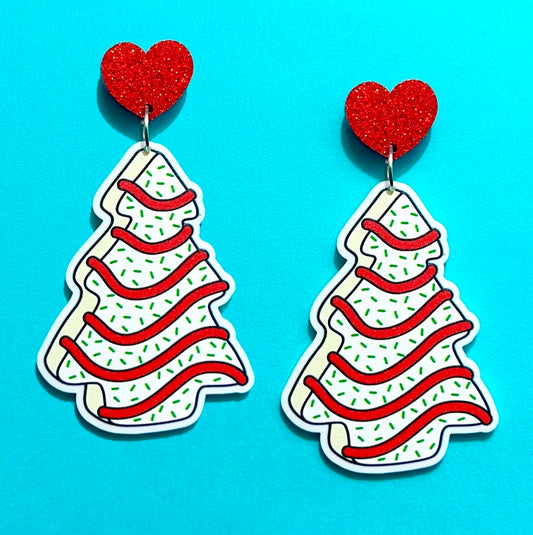 Christmas Tree Cake Drop Earrings