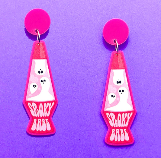 Retro Spooky Babe Lava Lamp Drop Earrings