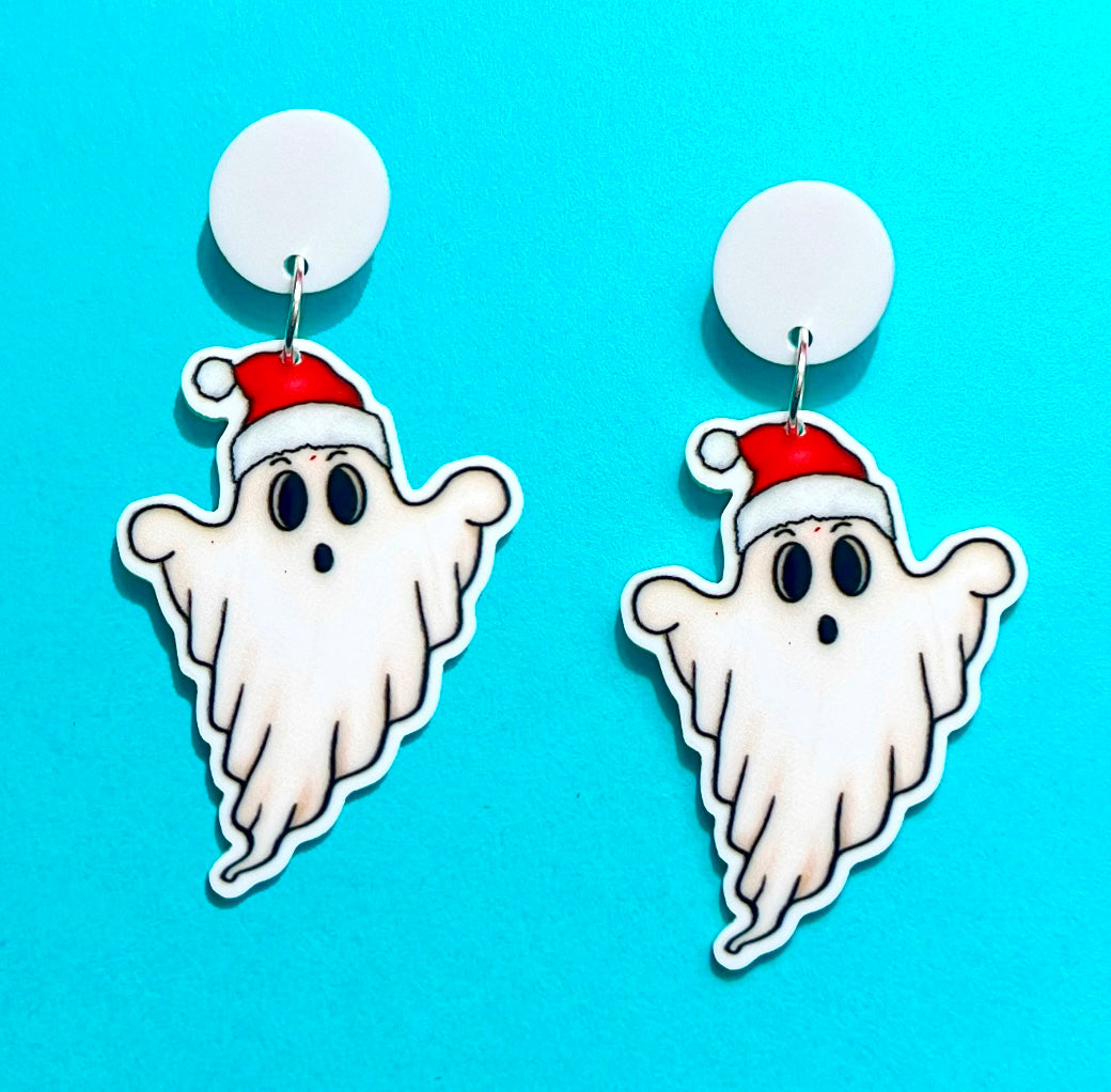 Santa Hat Ghost Drop Earrings