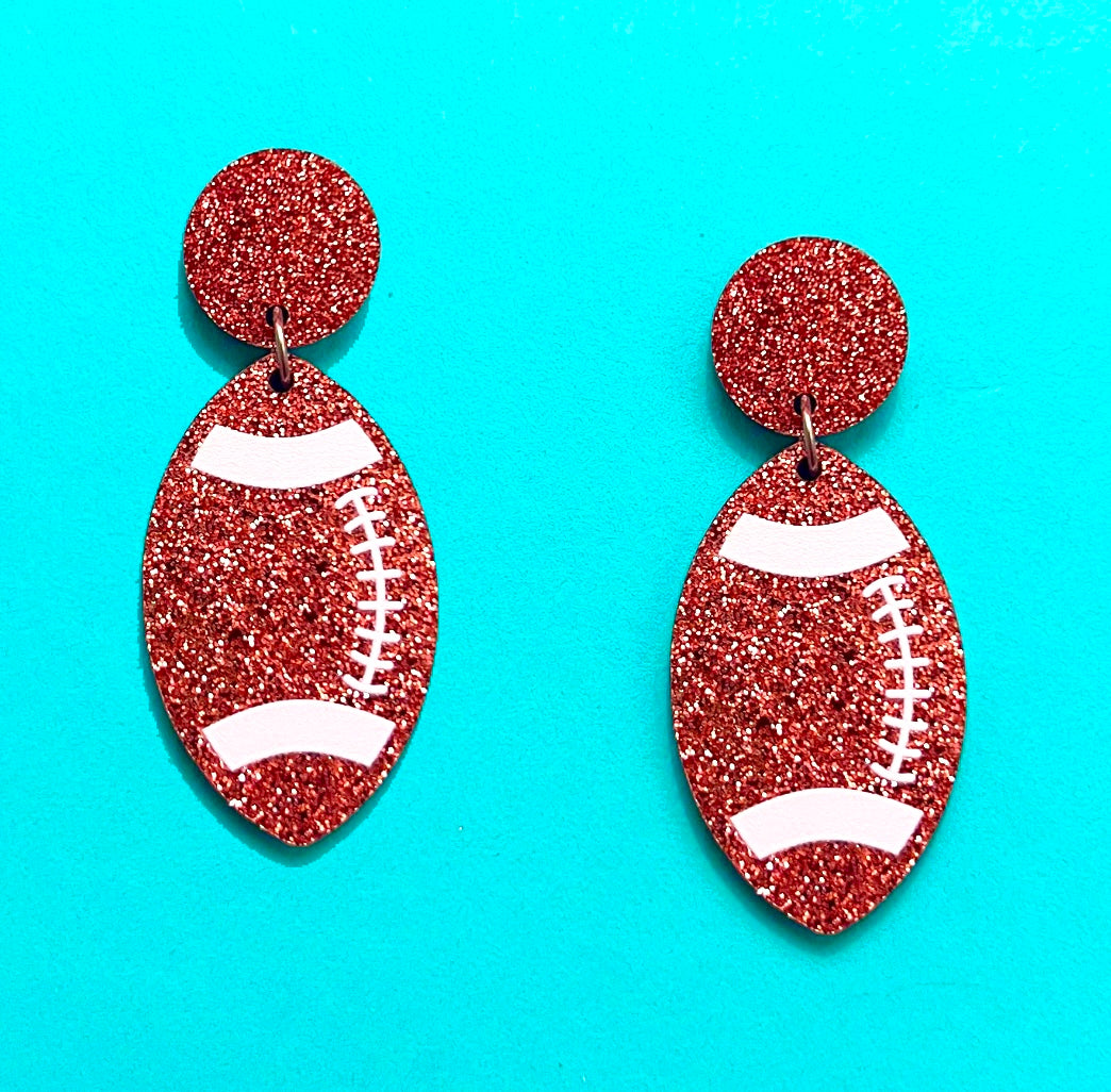 Football Sparkle Drop Earrings