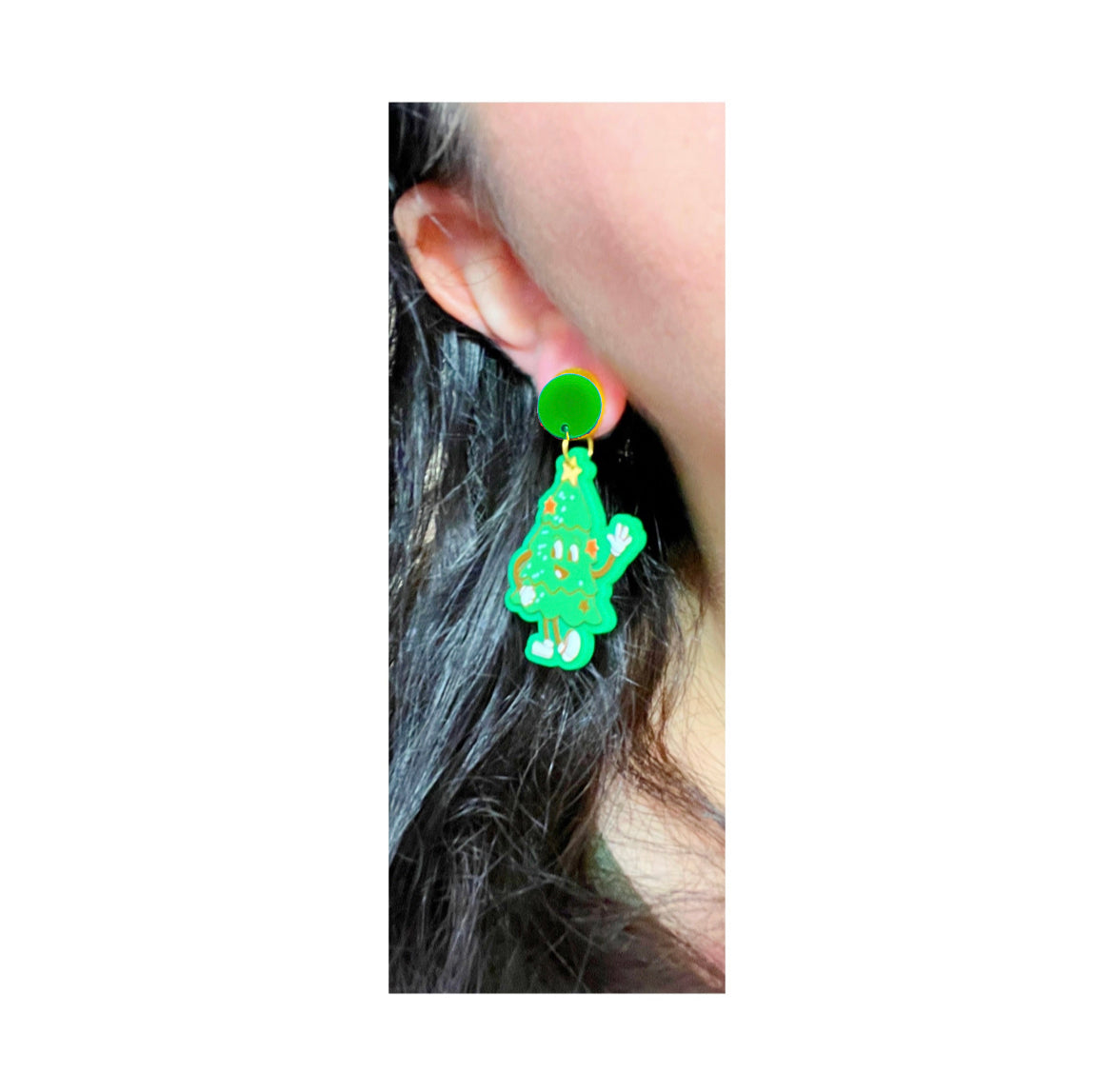Retro Christmas Tree Drop Earrings