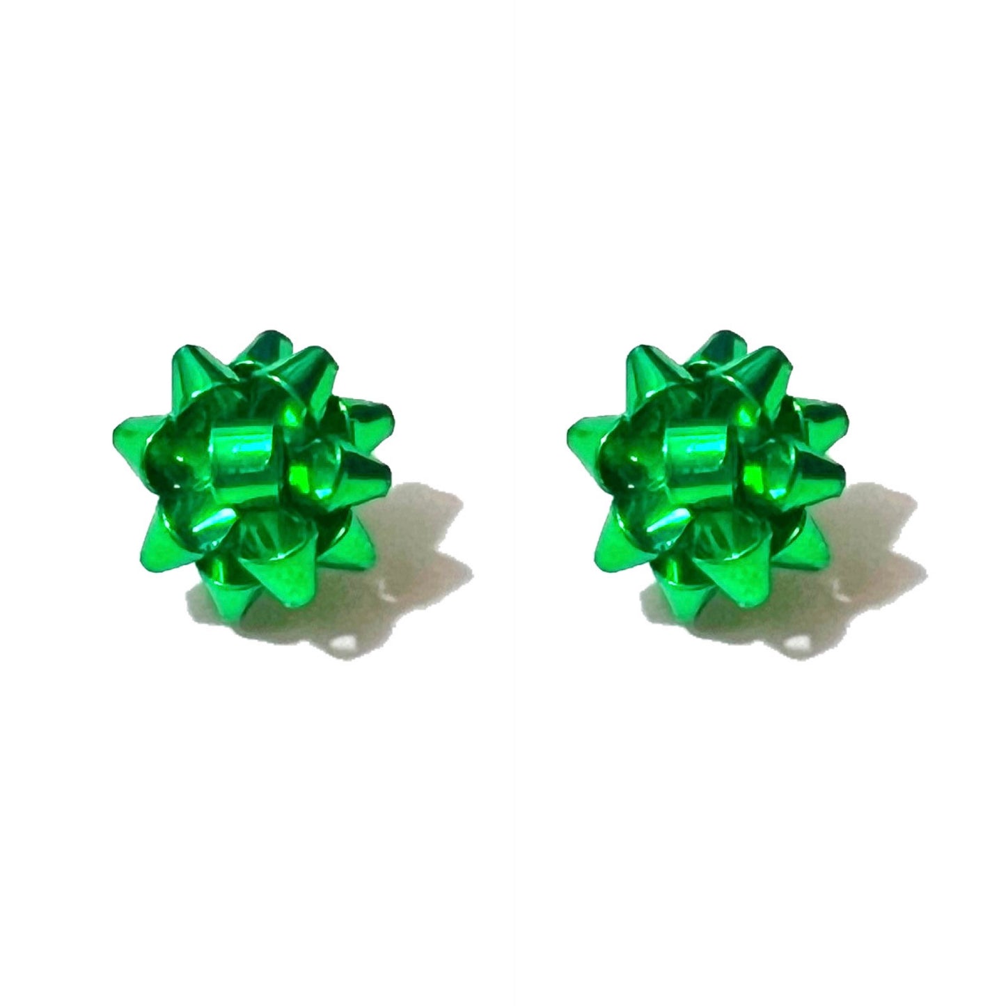 Dainty Green Christmas Bow Post Earrings