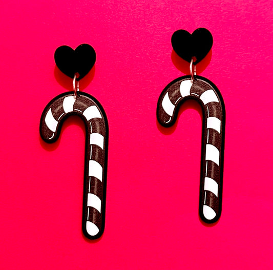 Creepmas Candy Cane Drop Earrings