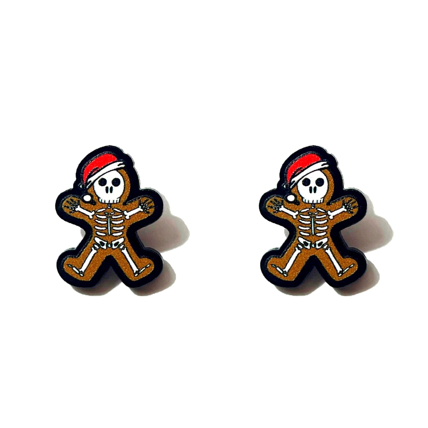 Skeleton Gingerbread Man Post Earrings