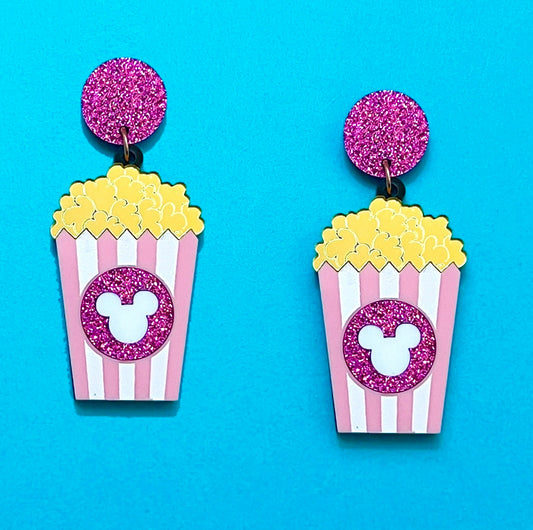 Pink Mouse Popcorn Drop Earrings
