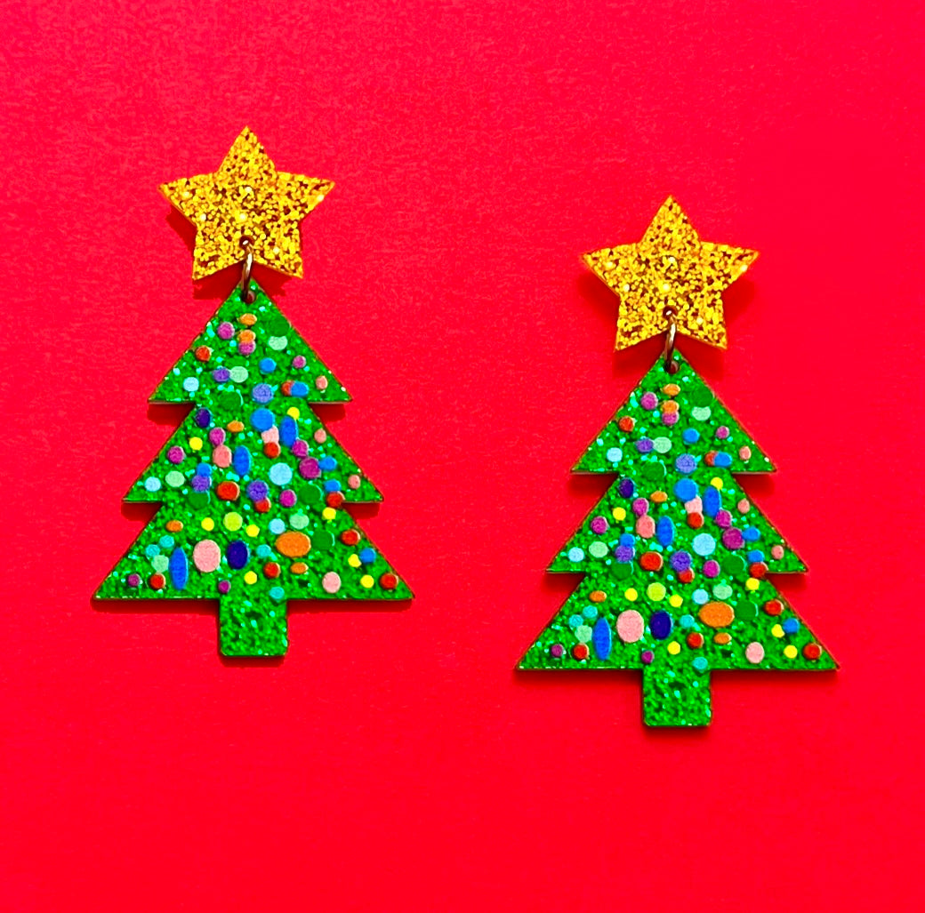 Sparkle Christmas Tree Drop Earrings