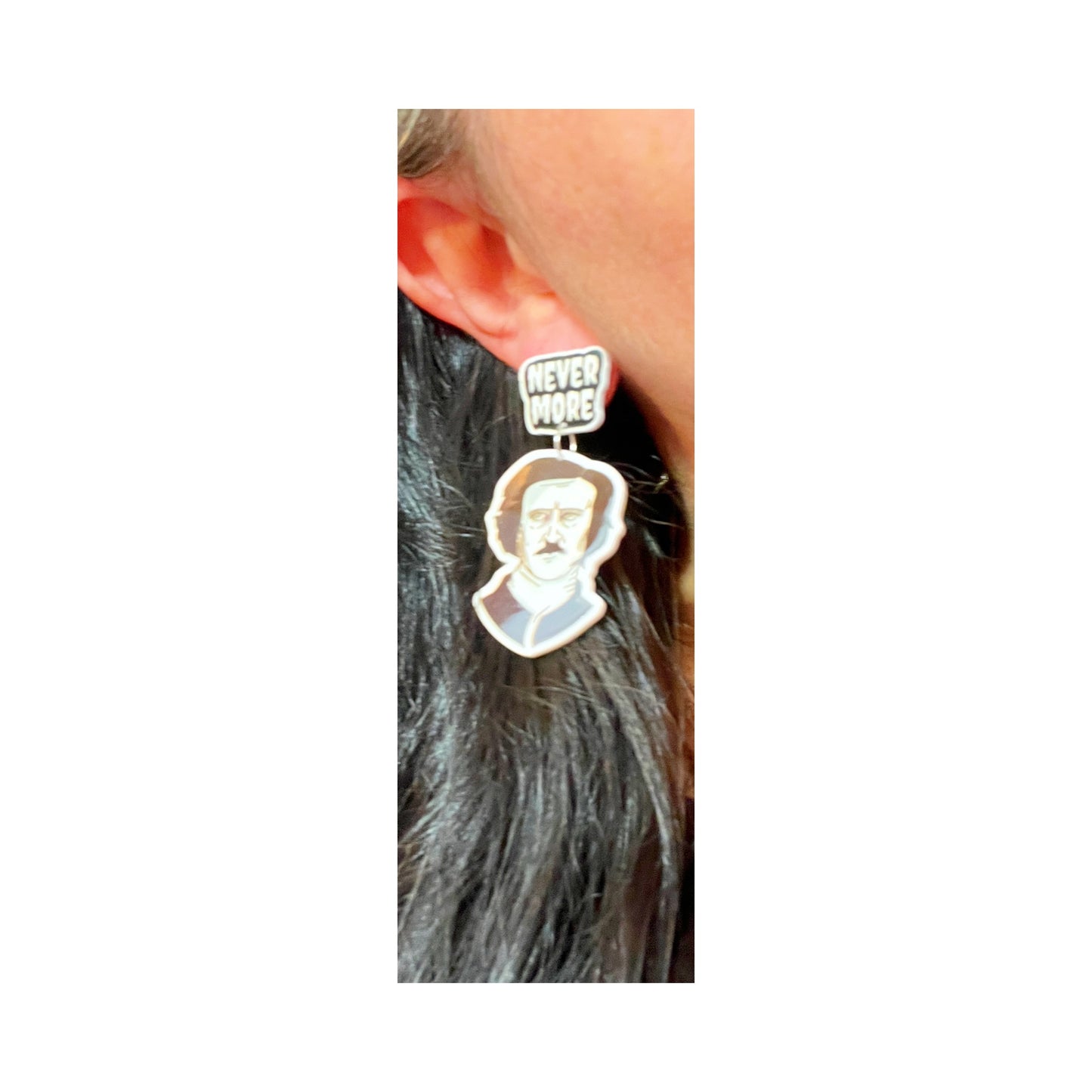 Edgar Allen Poe Nevermore Drop Earrings