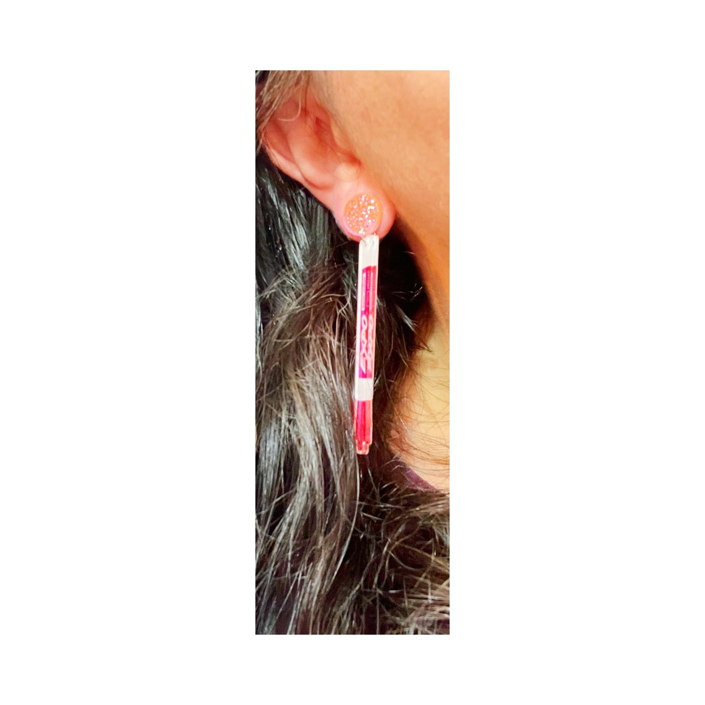 Pink Expo Marker Drop Earrings