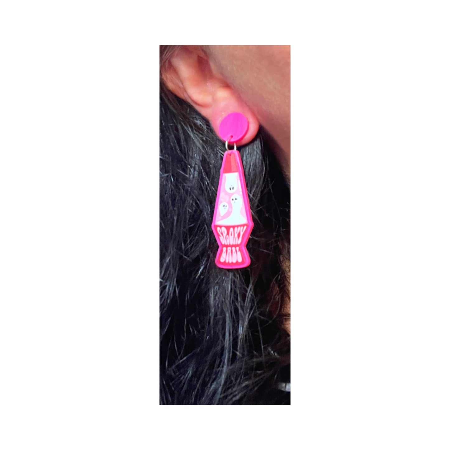 Retro Spooky Babe Lava Lamp Drop Earrings