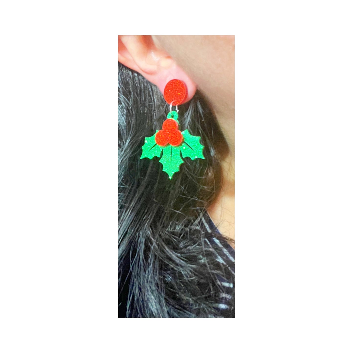 Holly & Berries Sparkle Drop Earrings