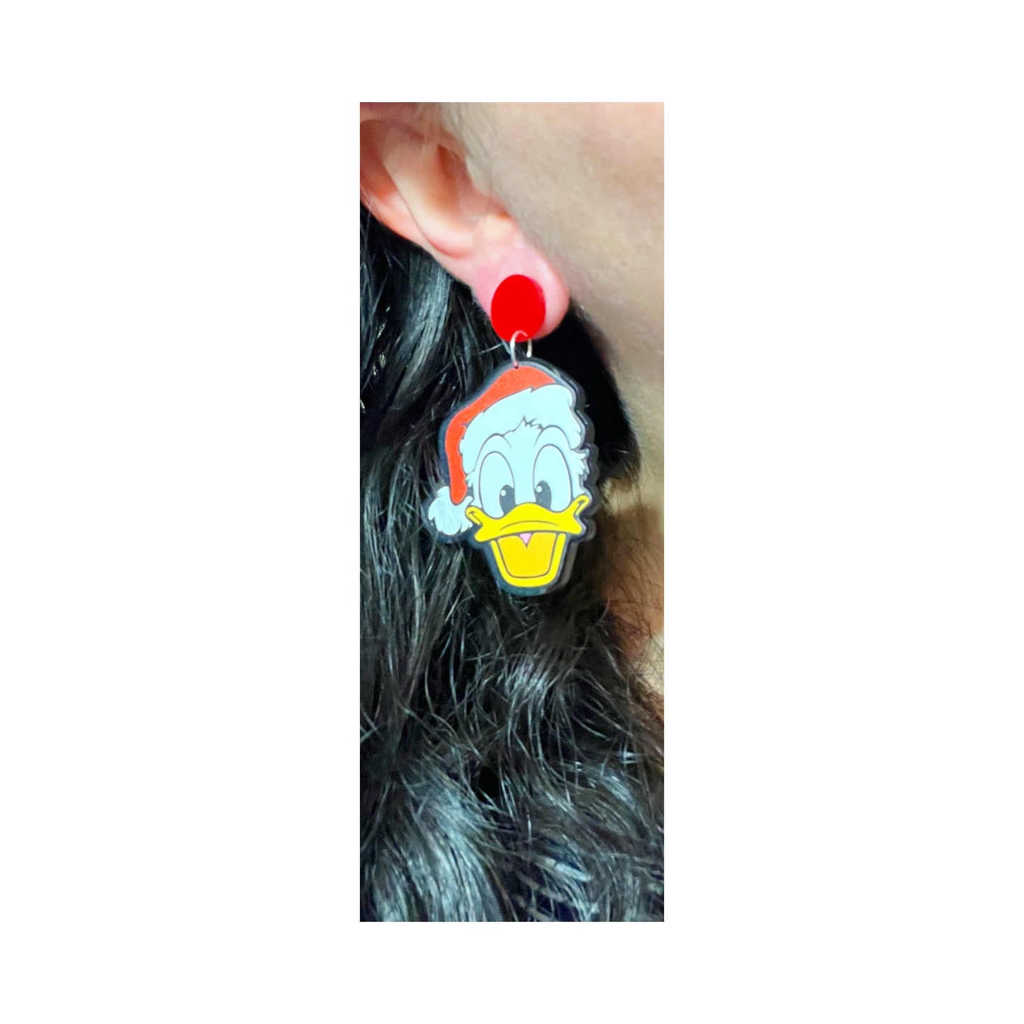 Santa Duck Acrylic Drop Earrings