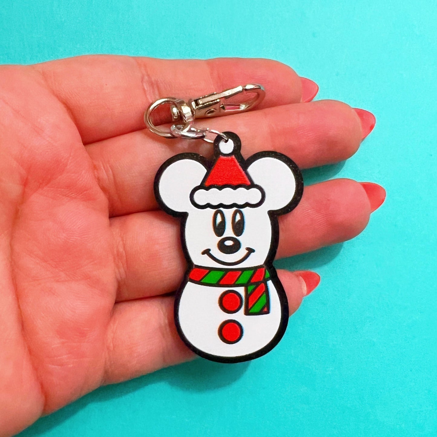Mouse Snowman Bag Charm or Keychain