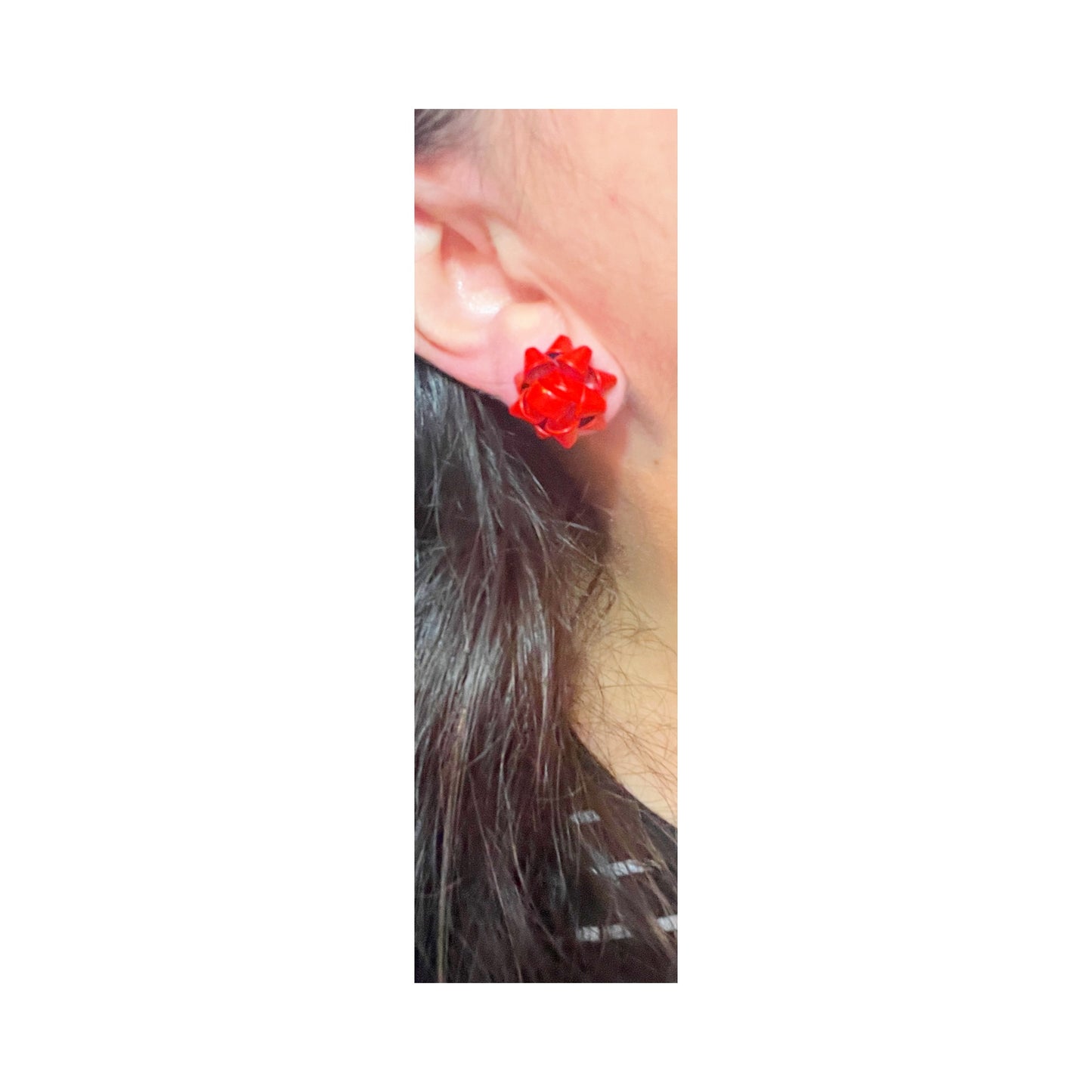 Large Red Christmas Bow Post Earring