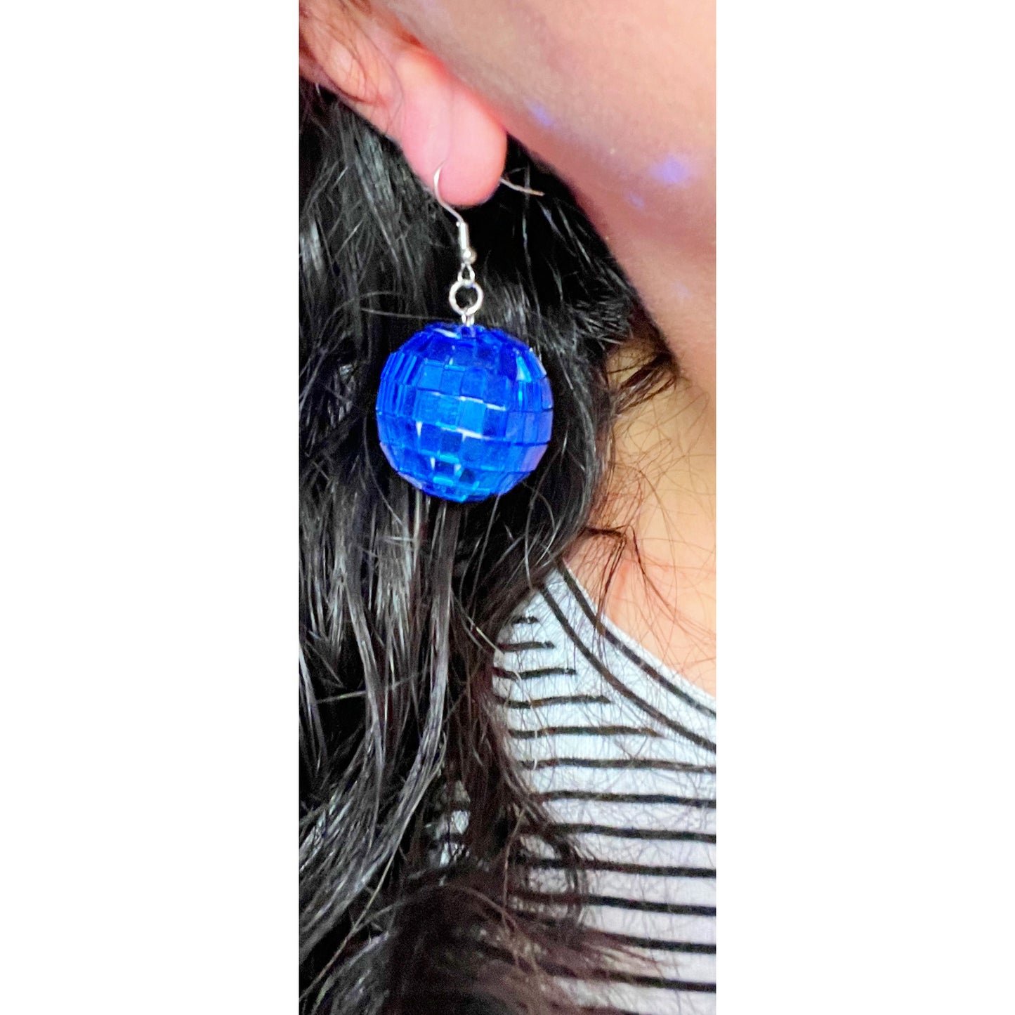 Blue Disco Ball Earrings