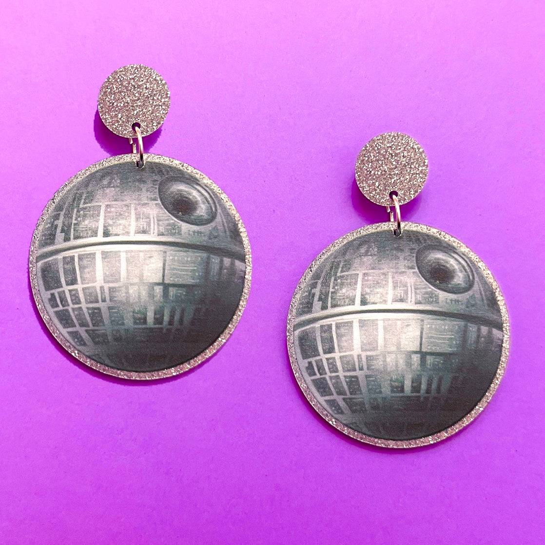 Death Star Acrylic Drop Earrings