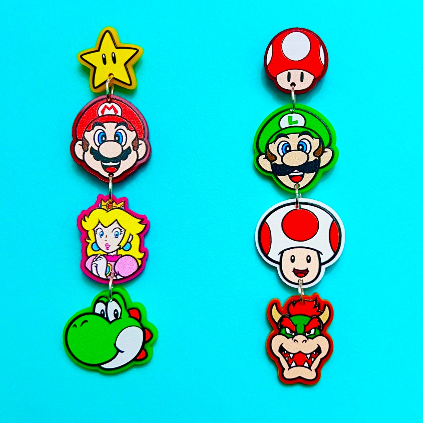 Mario & Friends Tiered Acrylic Drop Earrings