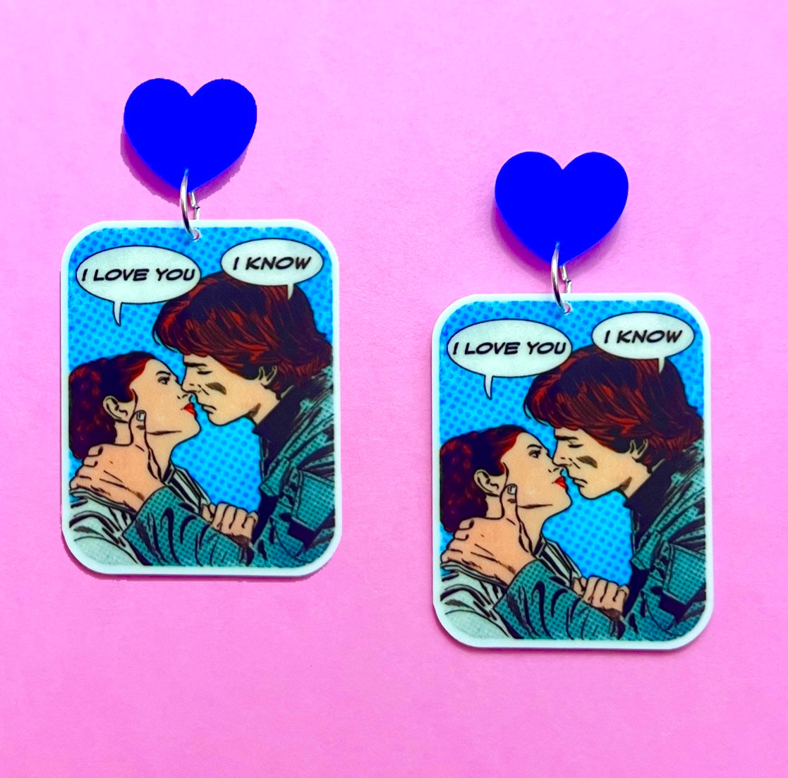 Han & Leia Pop Art Acrylic Drop Earrings