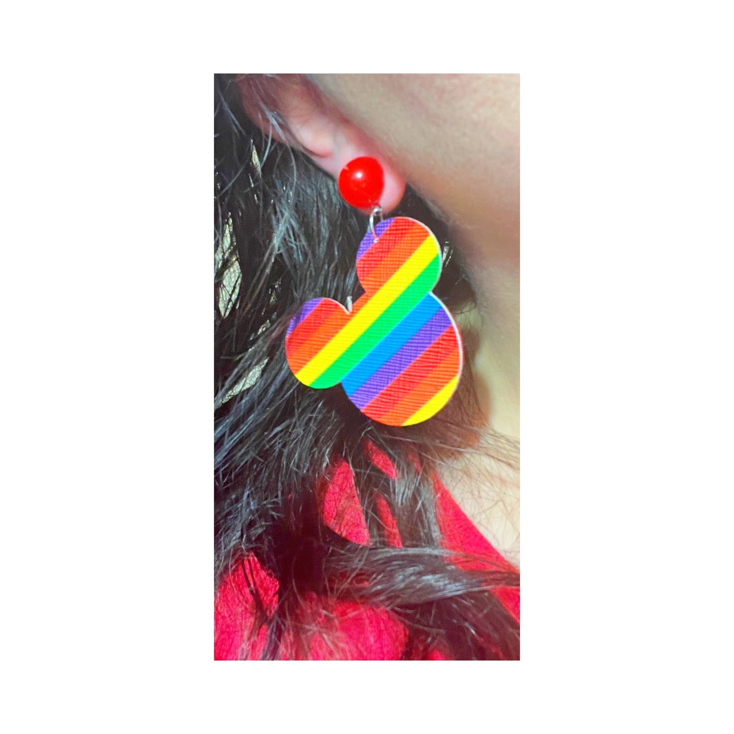 Mouse Rainbow Stripe Drop Earrings